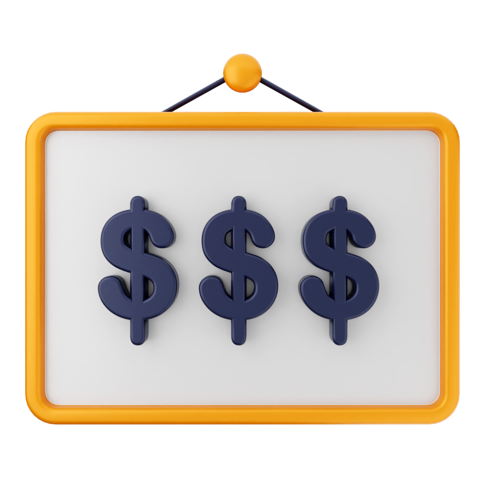 A whiteboard with dollar signs on it png