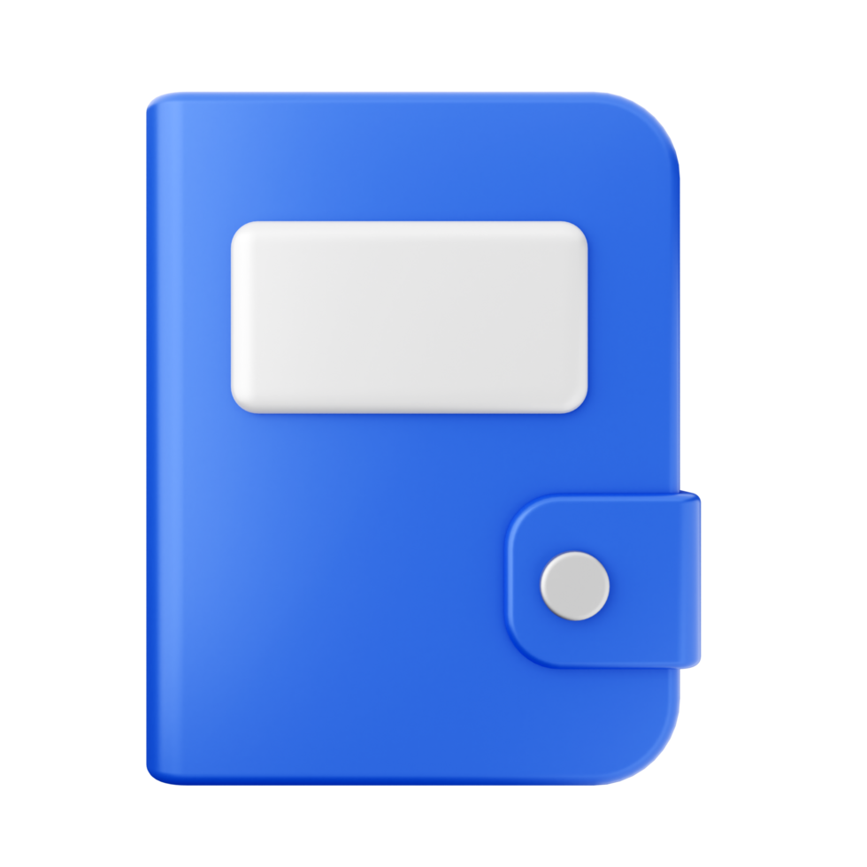 A blue folder with a white sticker on it png