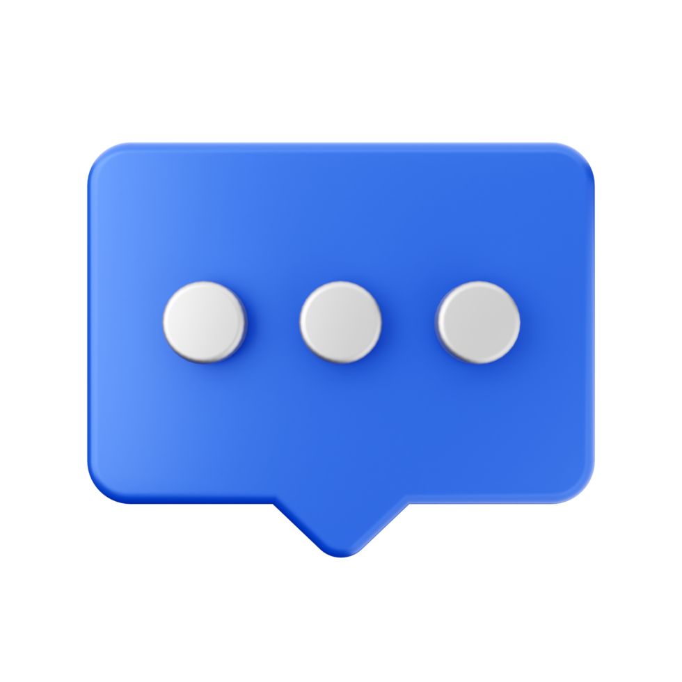 A blue speech bubble with four white dots on it png