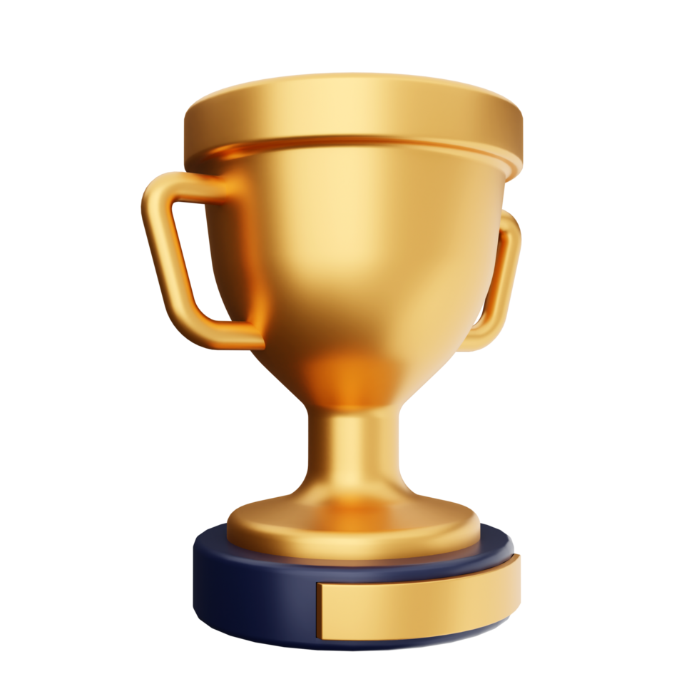 Gold trophy cup on black background png