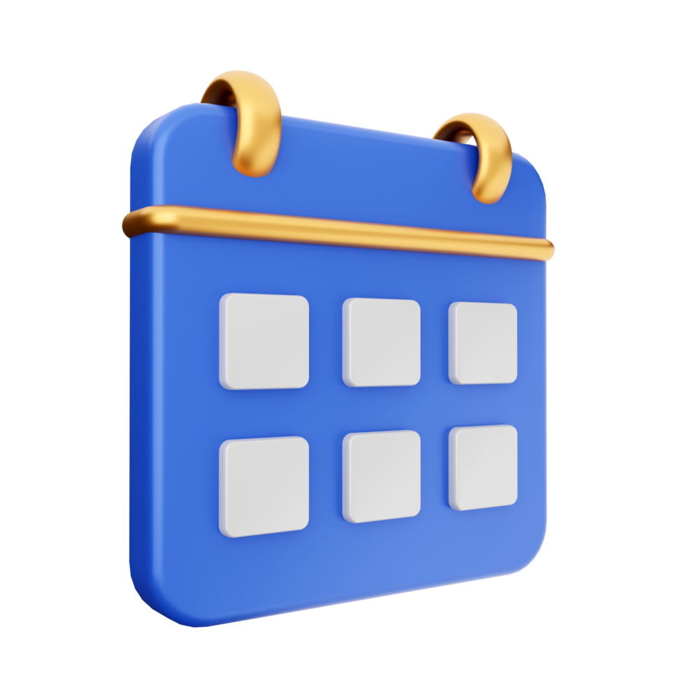 A blue calendar icon with four squares on it png