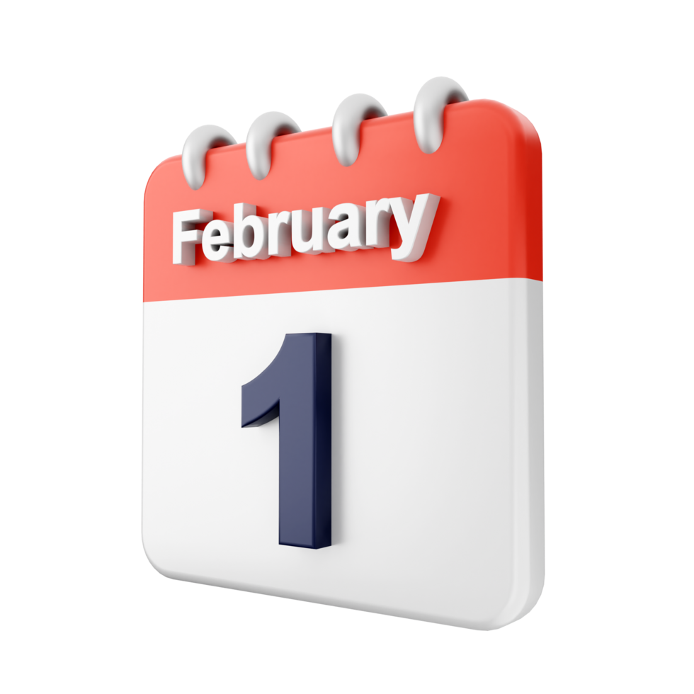 February 1 calendar icon on black background png