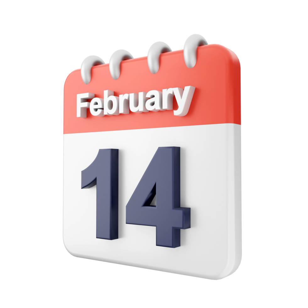 February 14th calendar icon on black background png