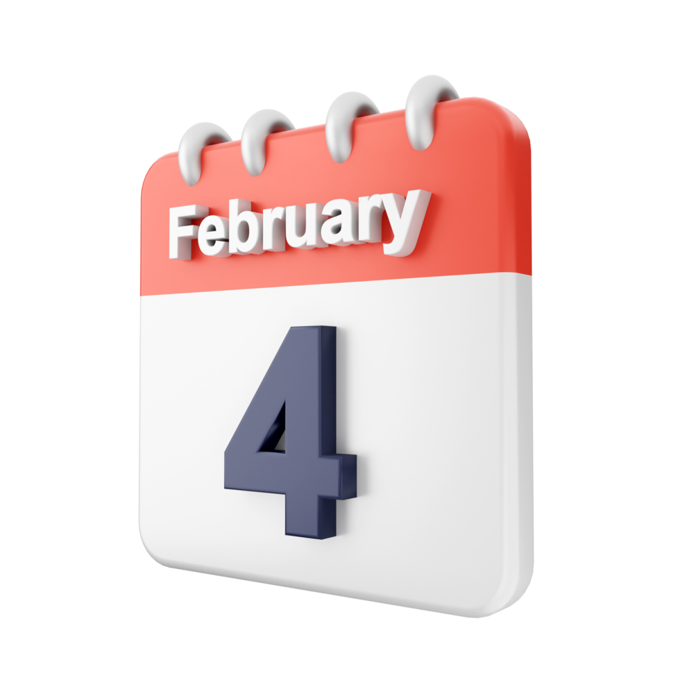 February 4th calendar icon on black background png