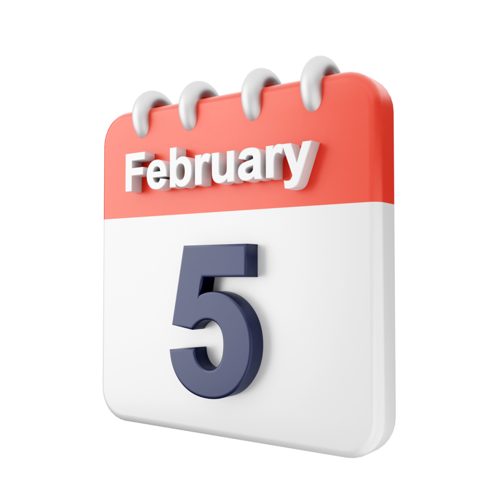 February 5th calendar icon on black background png