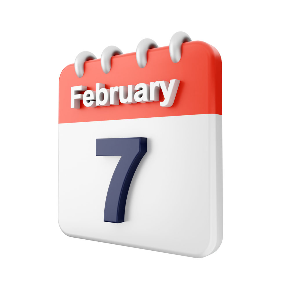 February 7th calendar icon on black background png