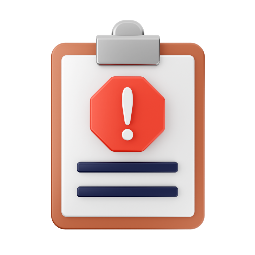 A clipboard with an exclamation point on it png