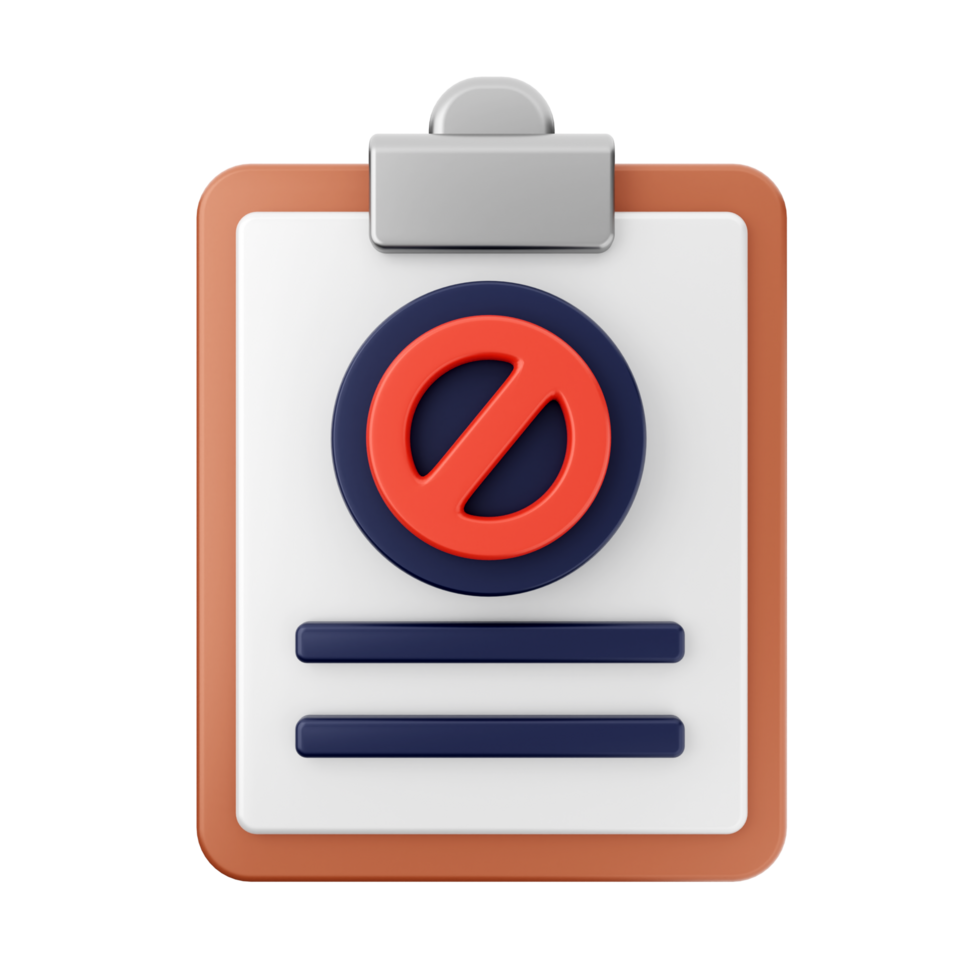 A clipboard with a no entry sign on it png