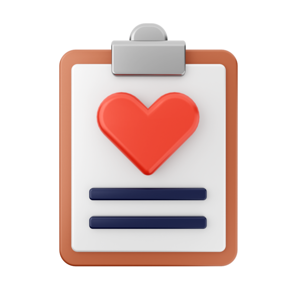 A clipboard with a heart icon on it png