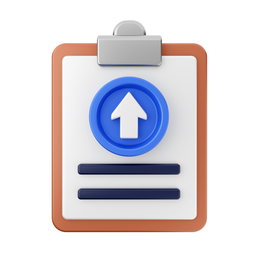A clipboard with an arrow pointing up on it png