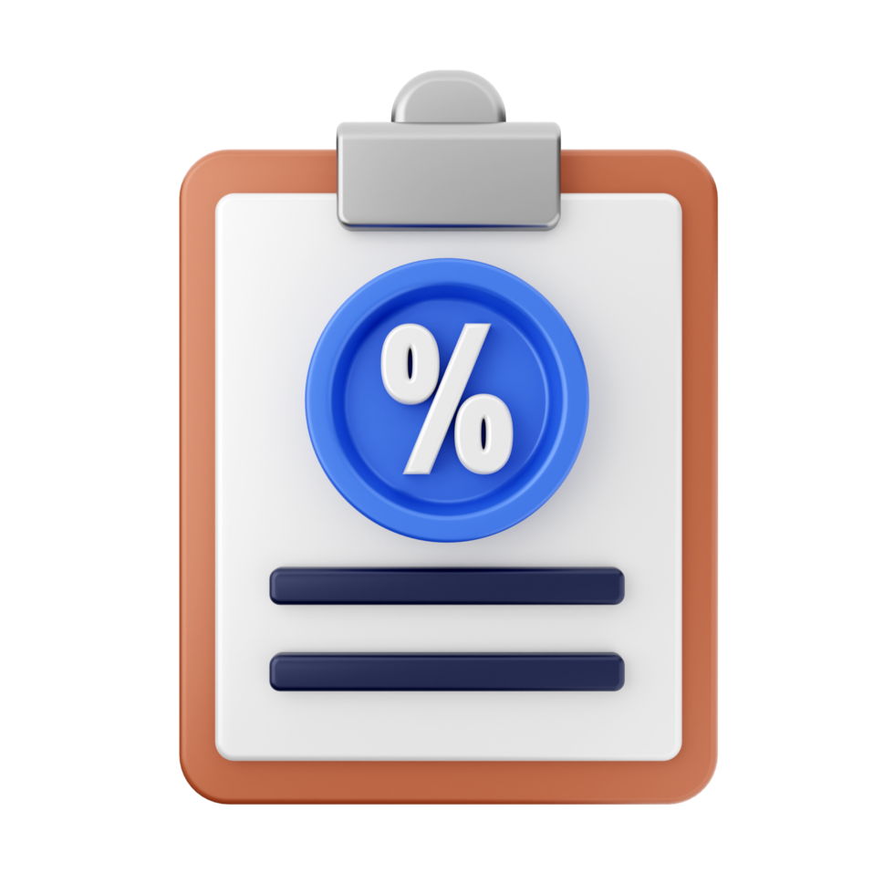 Clipboard with percentage sign and percent icon png