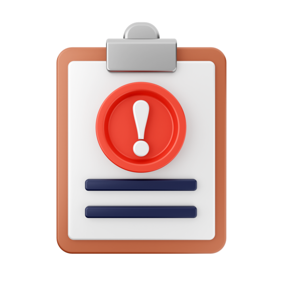 A clipboard with an exclamation mark on it png