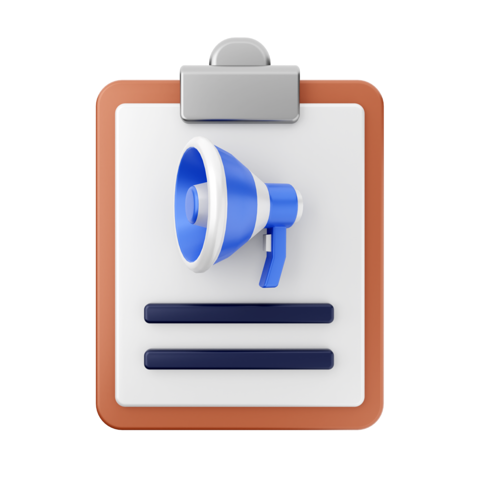 A clipboard with a megaphone icon on it png