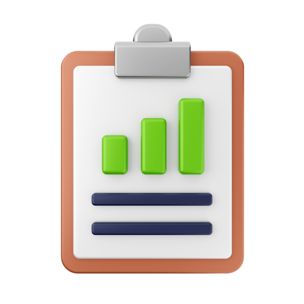 A clipboard with a bar chart on it png