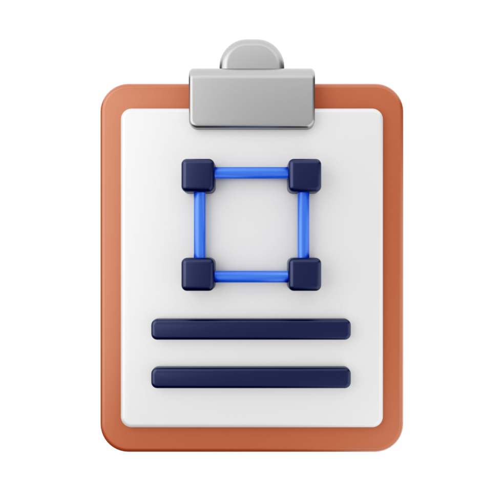 A clipboard with a square and blue lines on it png
