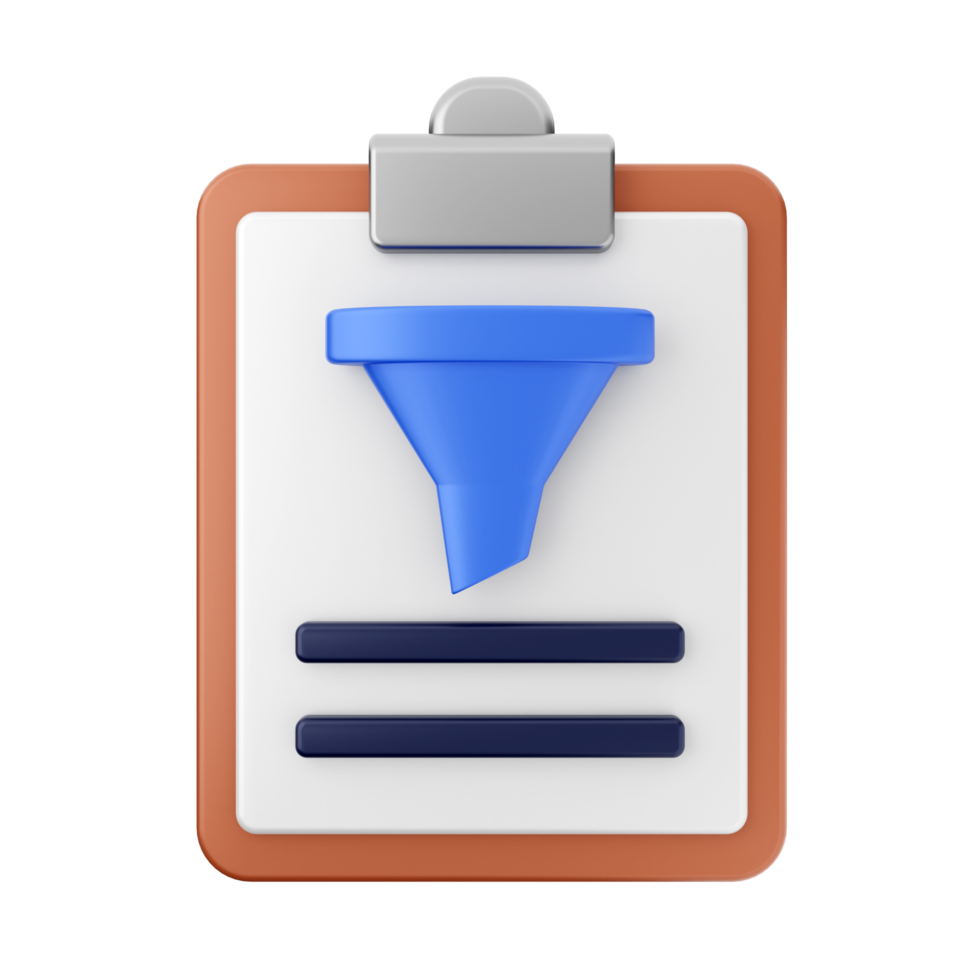 A funnel icon on a clipboard png