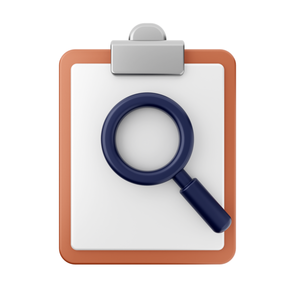 A clipboard with a magnifying glass and a clipboard png
