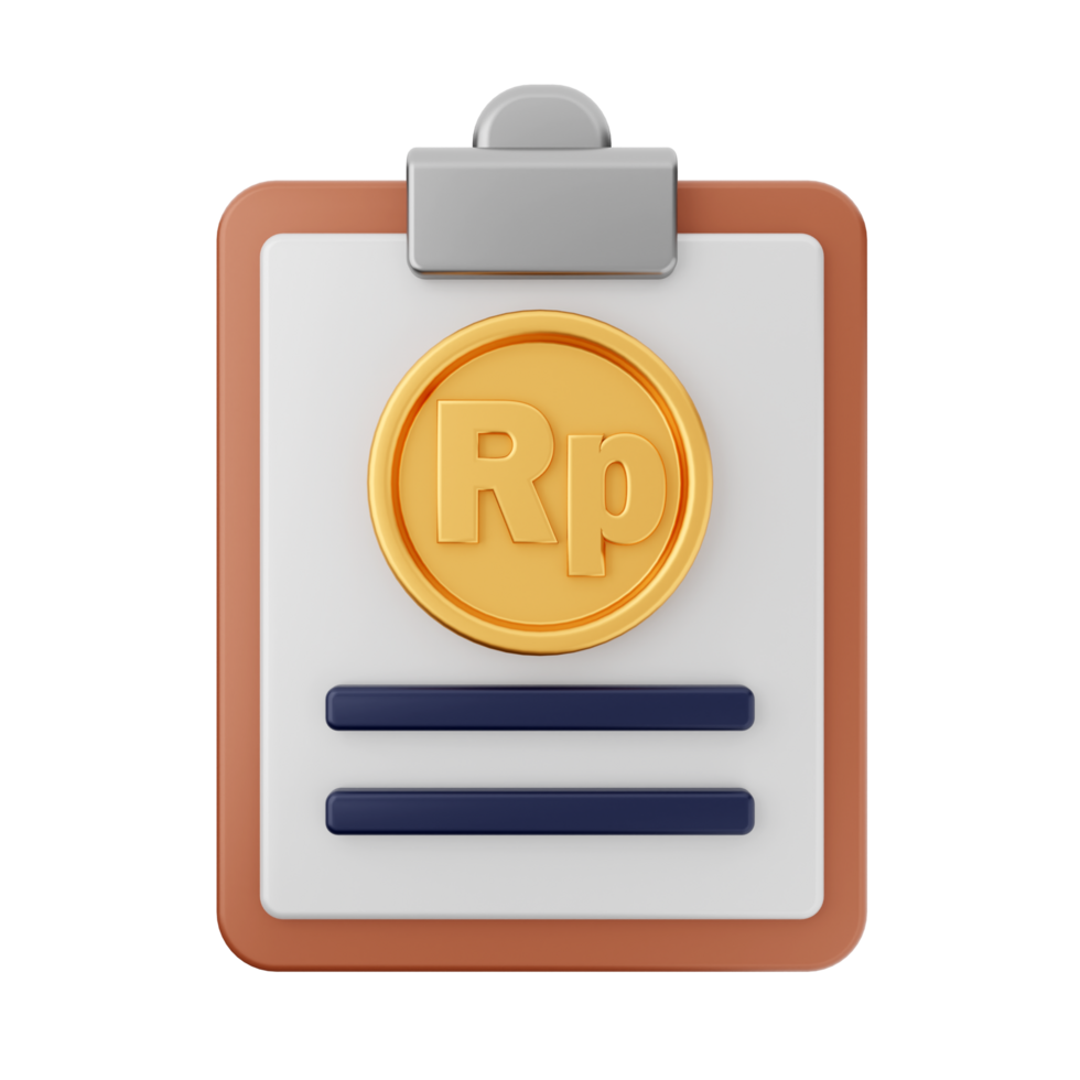 Rp coin icon on clipboard png