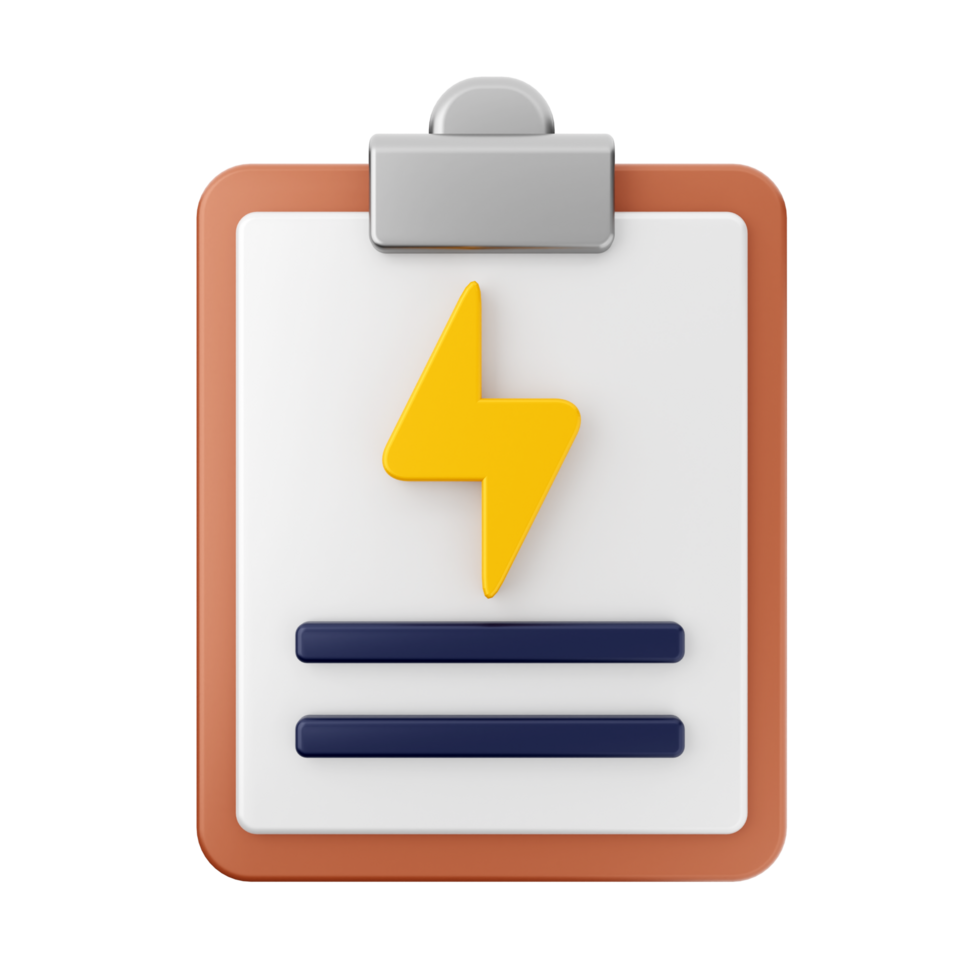 A clipboard with a lightning bolt icon on it png