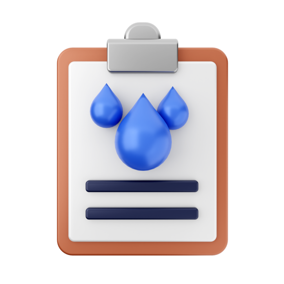 A clipboard with a water drop icon on it png