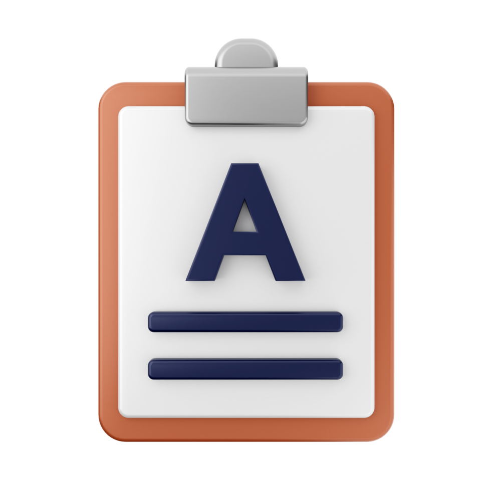 A clipboard with the letter a on it png