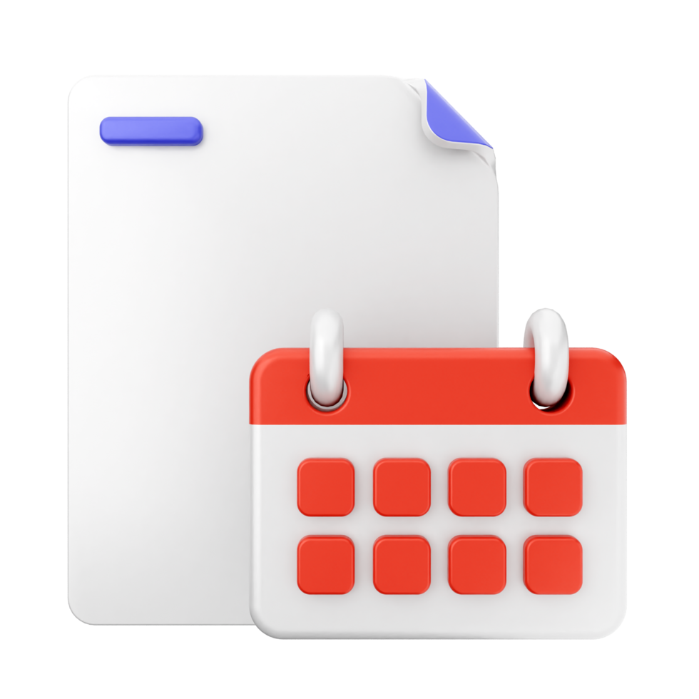 A calendar and a document on a black background png