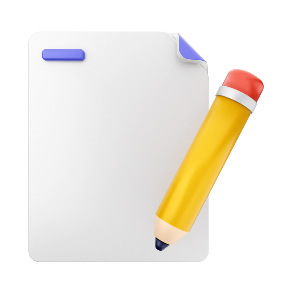 A white paper with a pencil and a piece of paper png
