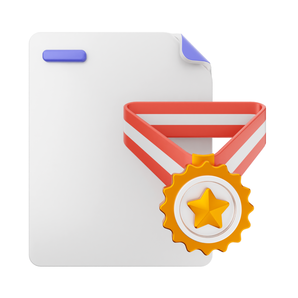 A medal and a paper document with a star png