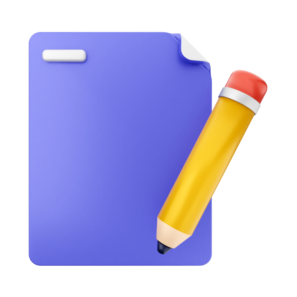 A blue folder with a pencil and a paper clip png