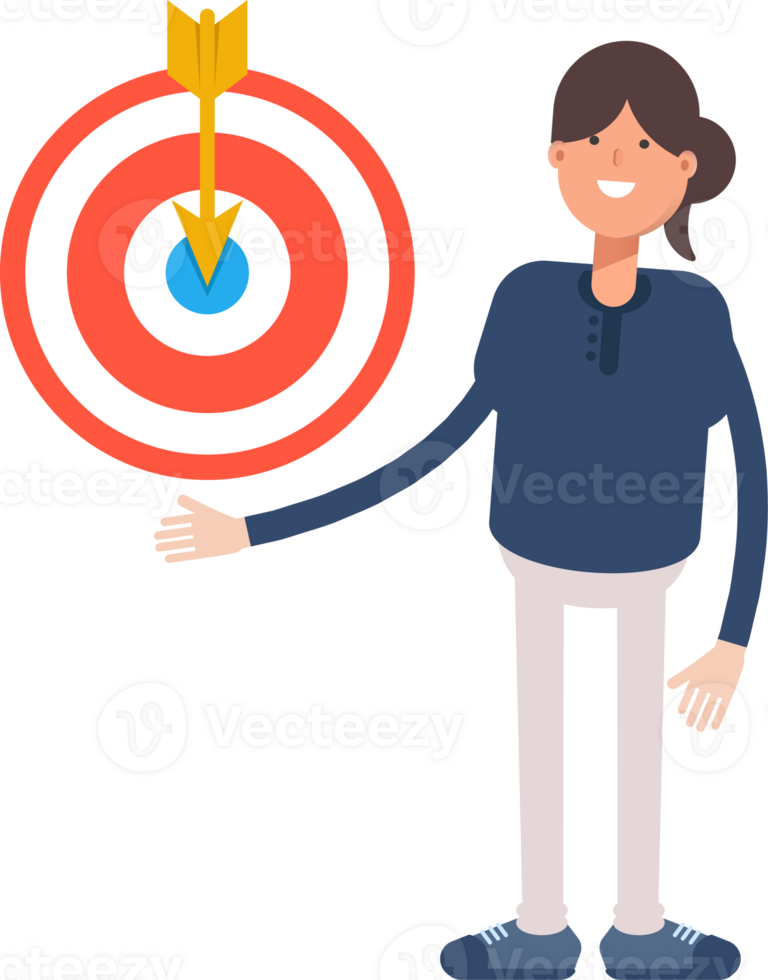 Girl in Blue Shirt Character Holding Dart png