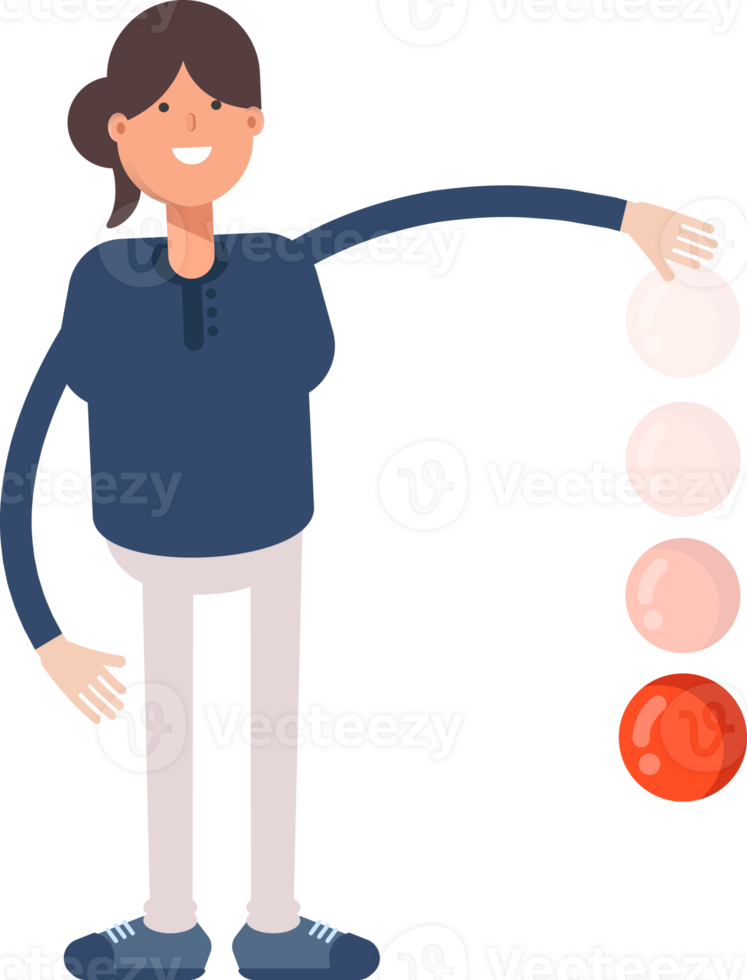 Girl in Blue Shirt Character Throwing Ball png