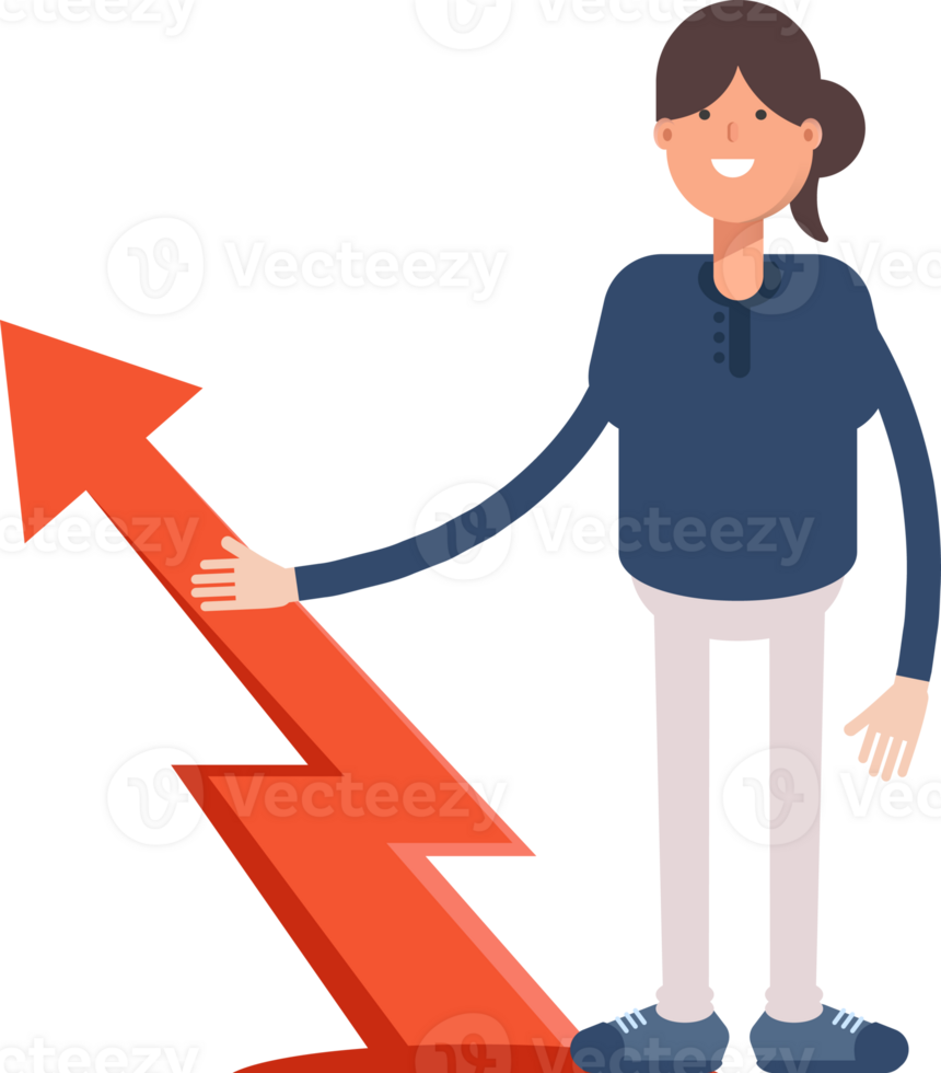Girl in Blue Shirt Character and Arrow Chart png