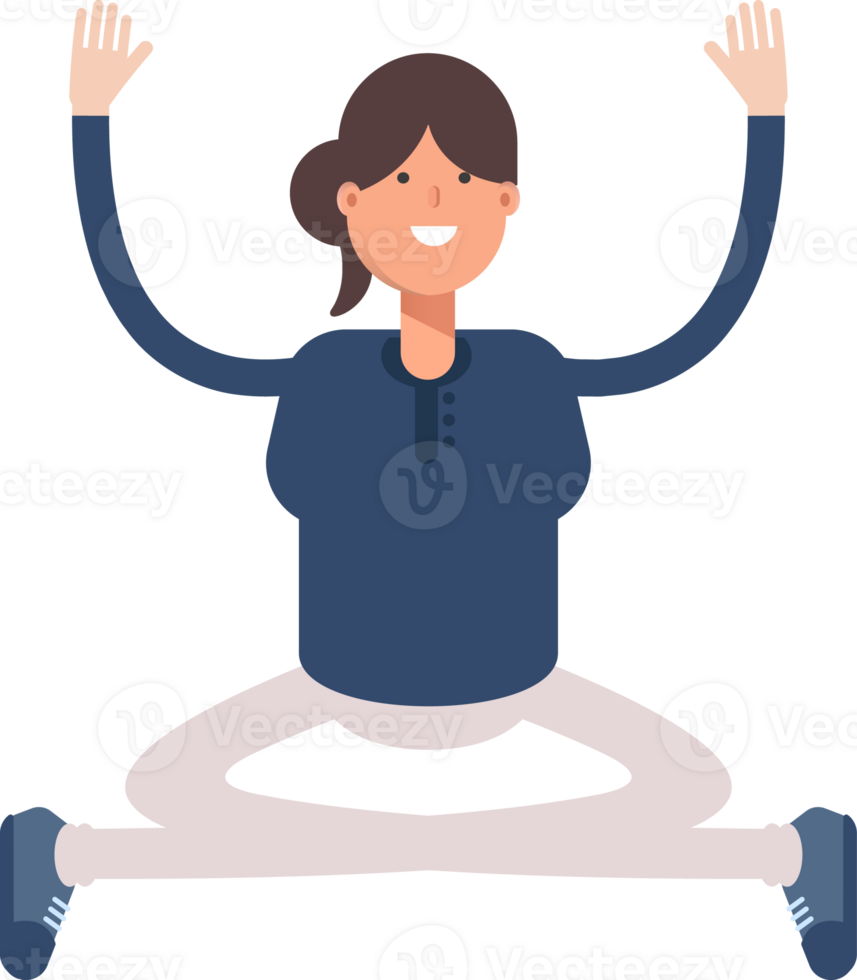 Girl in Blue Shirt Character Sitting Illustration png