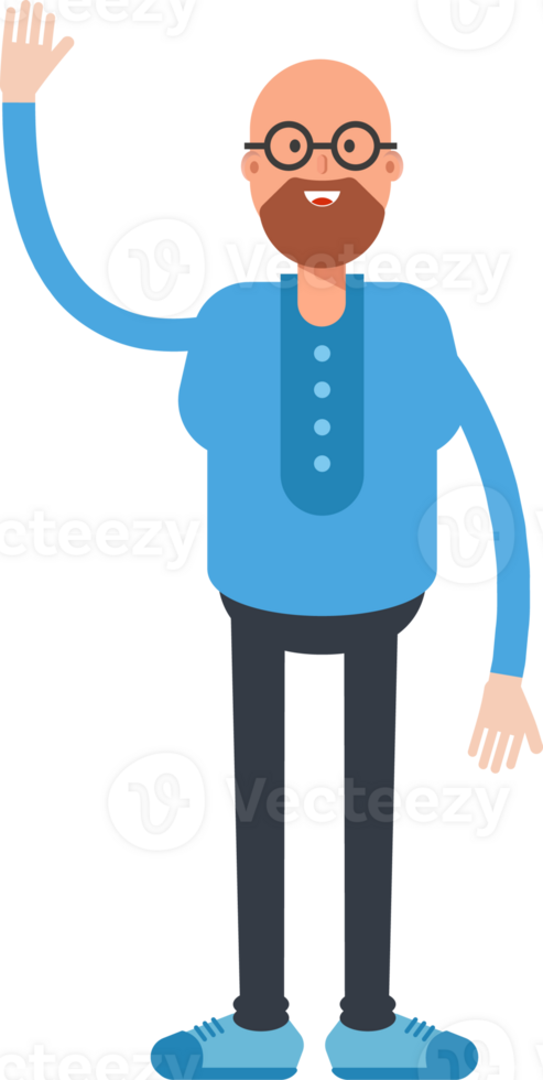 Bald and Beard Man Character Greeting png