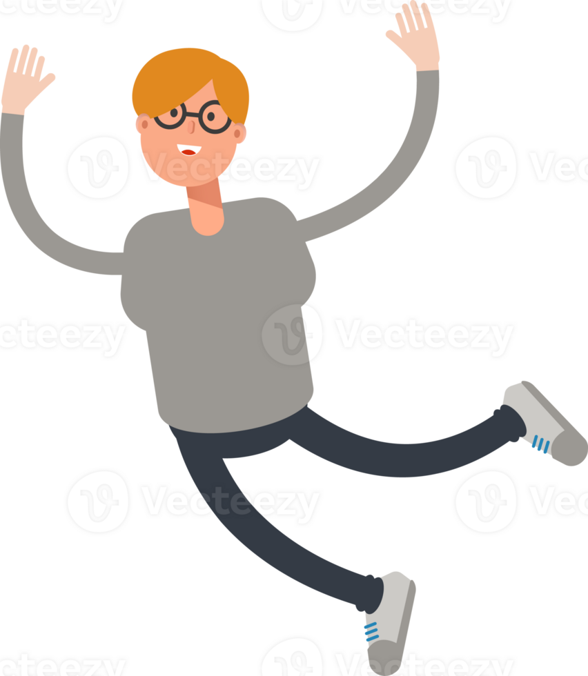 Brown Hair Male Character Relaxing and Jumping png
