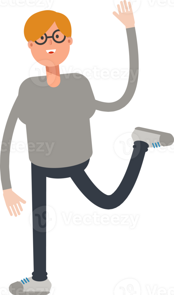Brown Hair Male Character Rising One Hand Illustration png