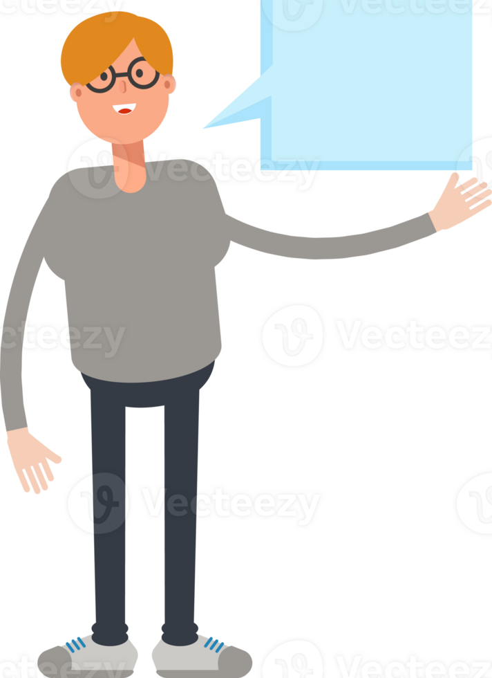 Brown Hair Male Character and Speech Bubble png