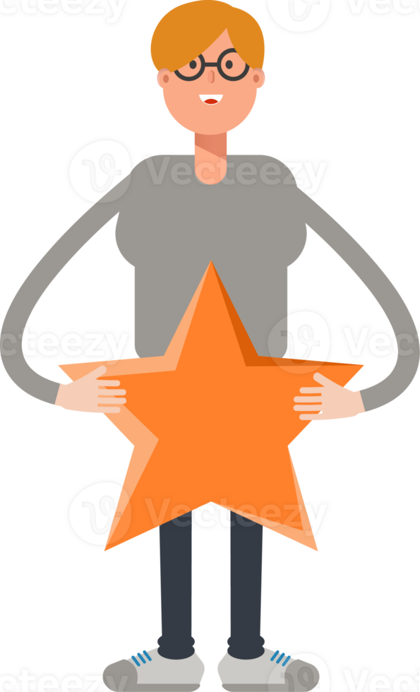 Brown Hair Male Character Holding Star png