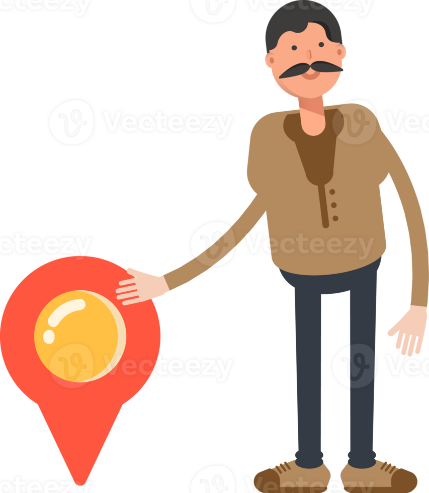 Old Man in Brown Shirt Character and Location Pin png