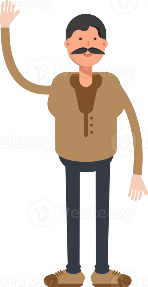 Old Man in Brown Shirt Character Greeting png