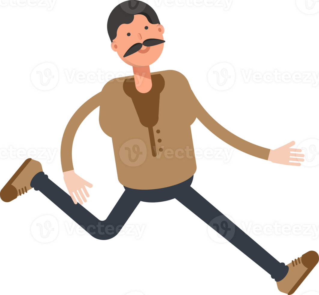 Old Man in Brown Shirt Character Walking png