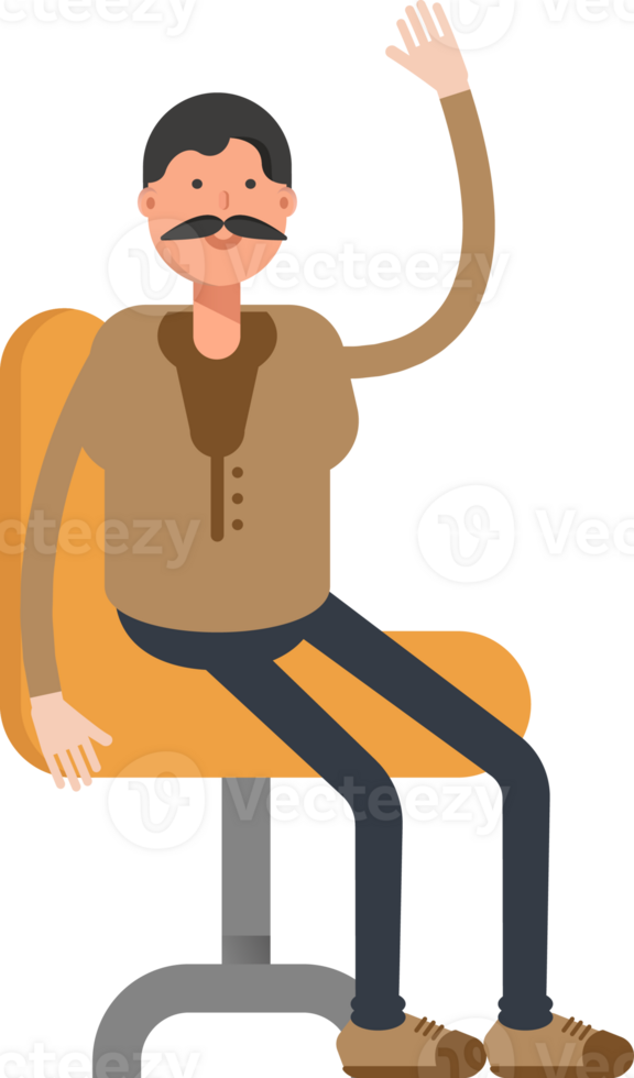Old Man in Brown Shirt Character Sitting on Chair png