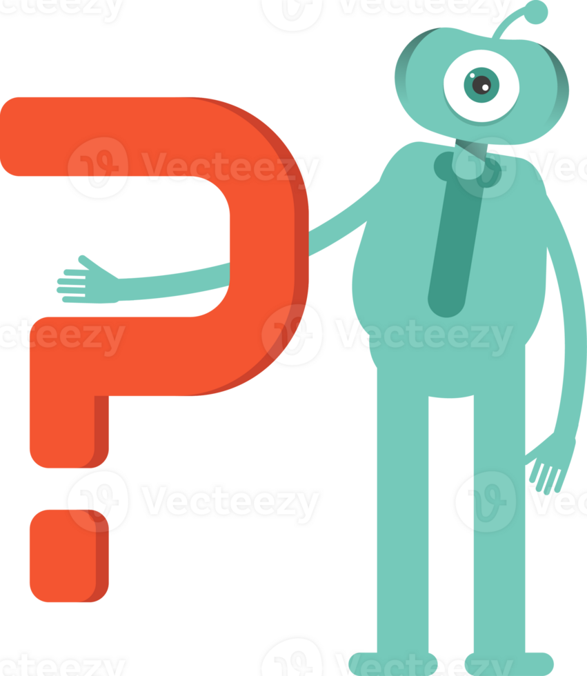 One Eye Monster Character and Question Mark png