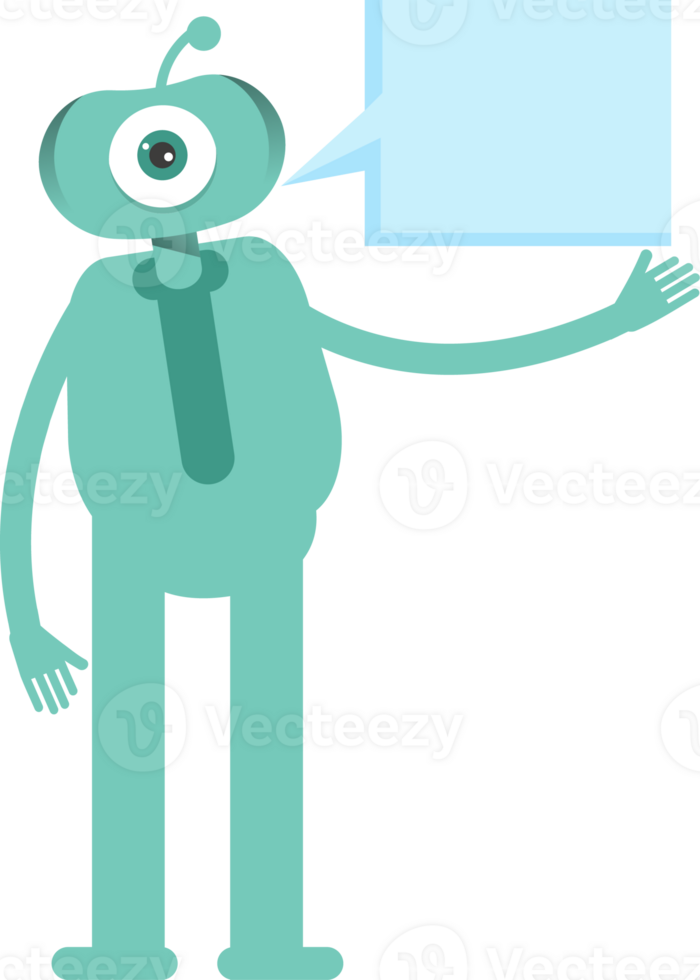 One Eye Monster Character and Speech Bubble png