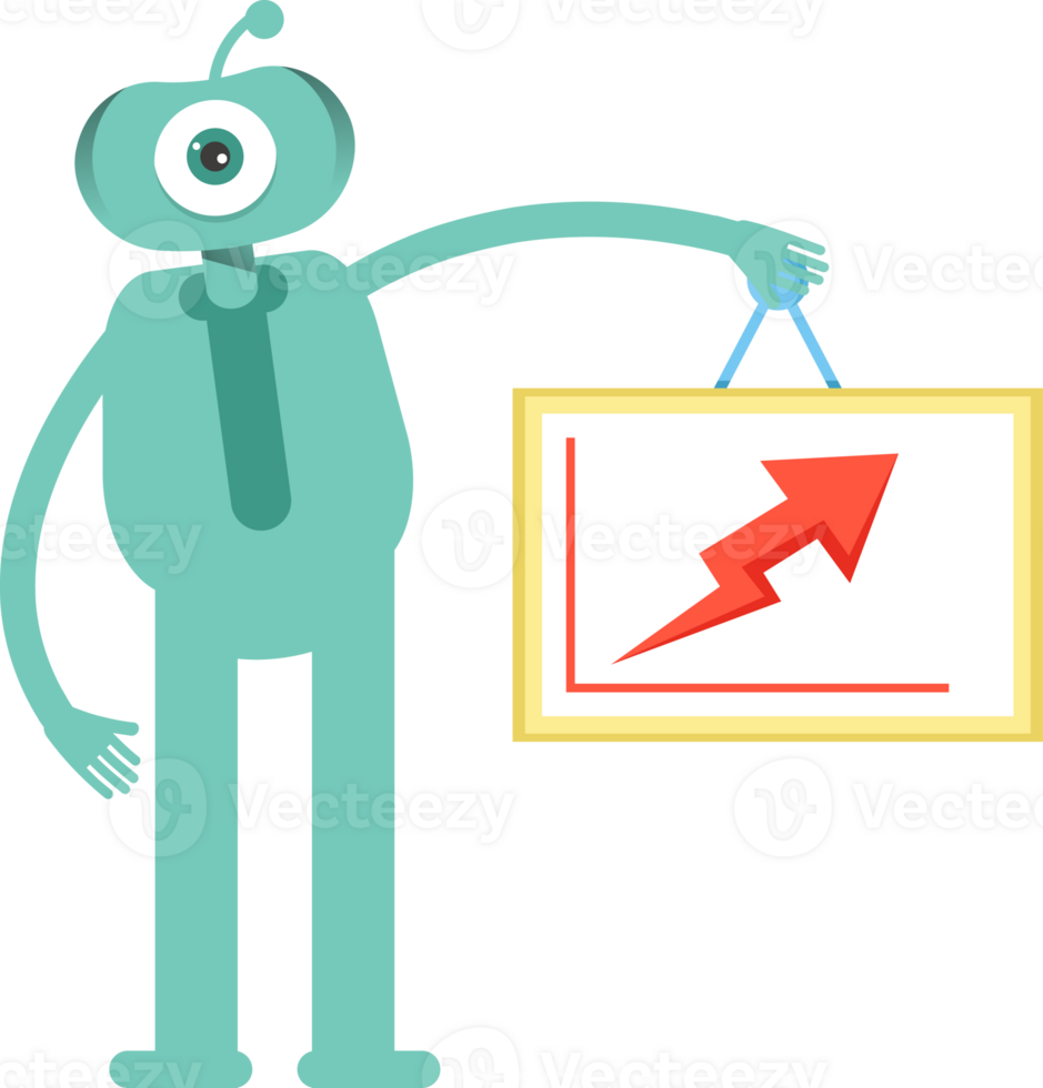 One Eye Monster Character Holding Arrow Chart png