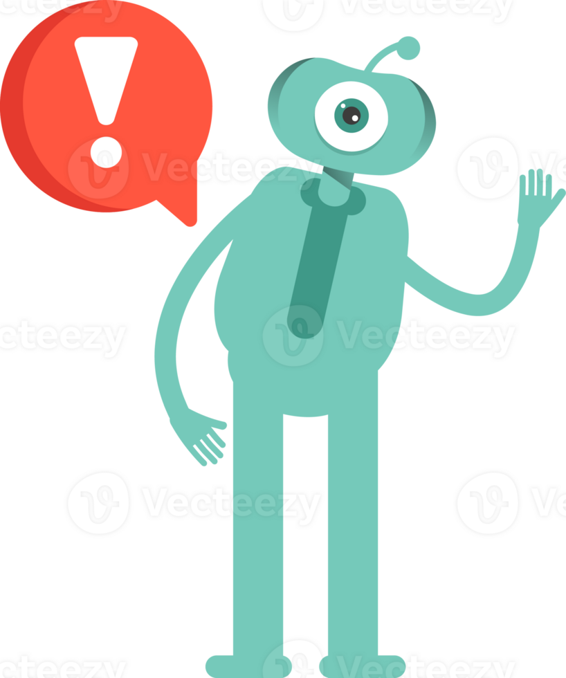One Eye Monster Character and Error Sign png