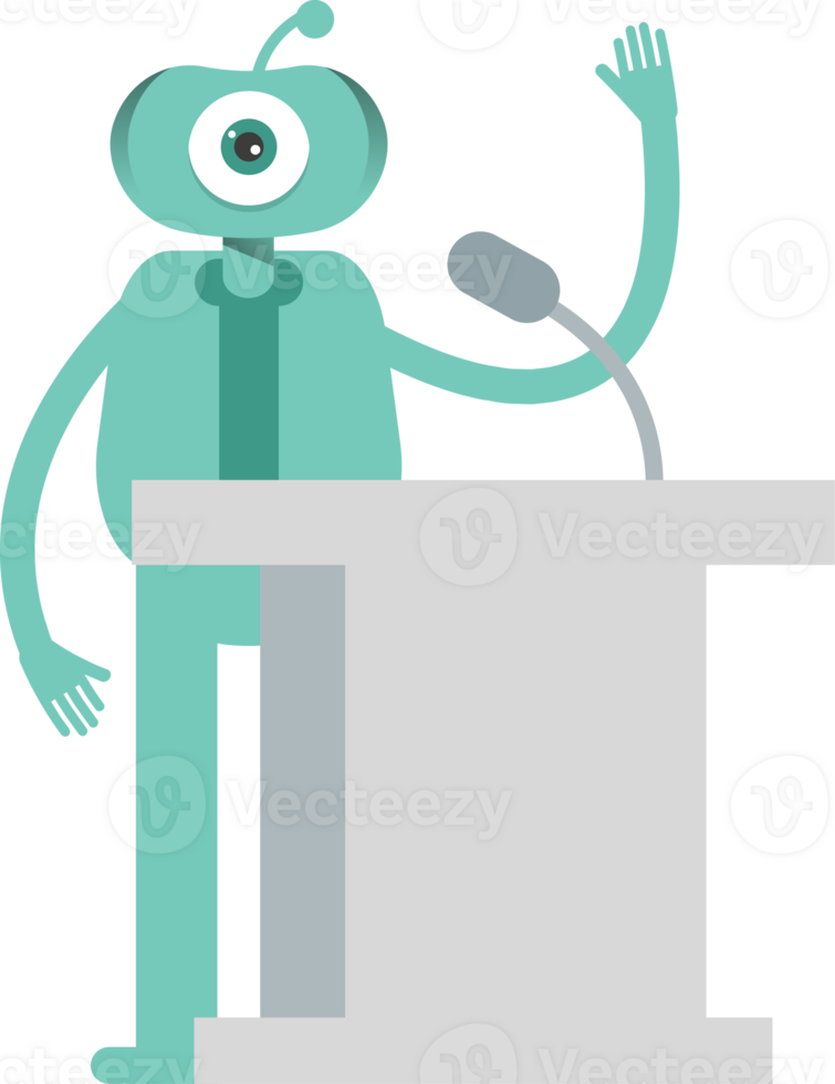 One Eye Monster Character Speaking on Podium png