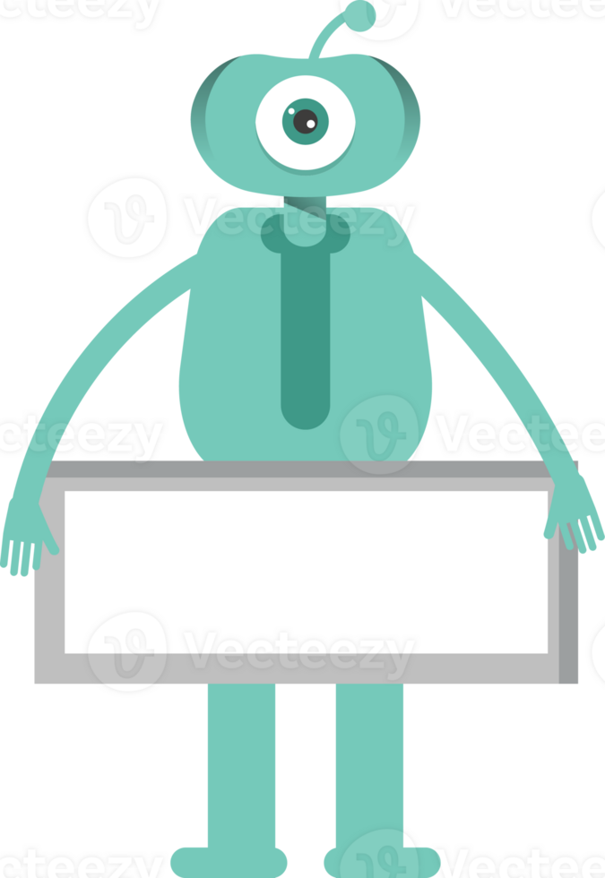 One Eye Monster Character and Blank Signage png