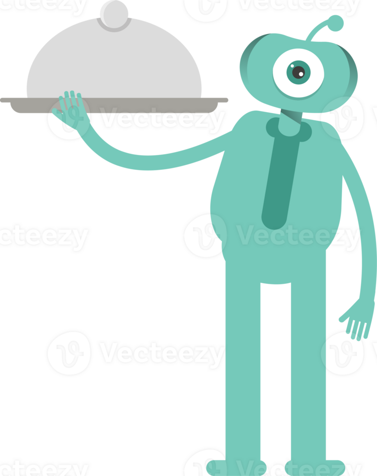 One Eye Monster Character Holding Food Dish png