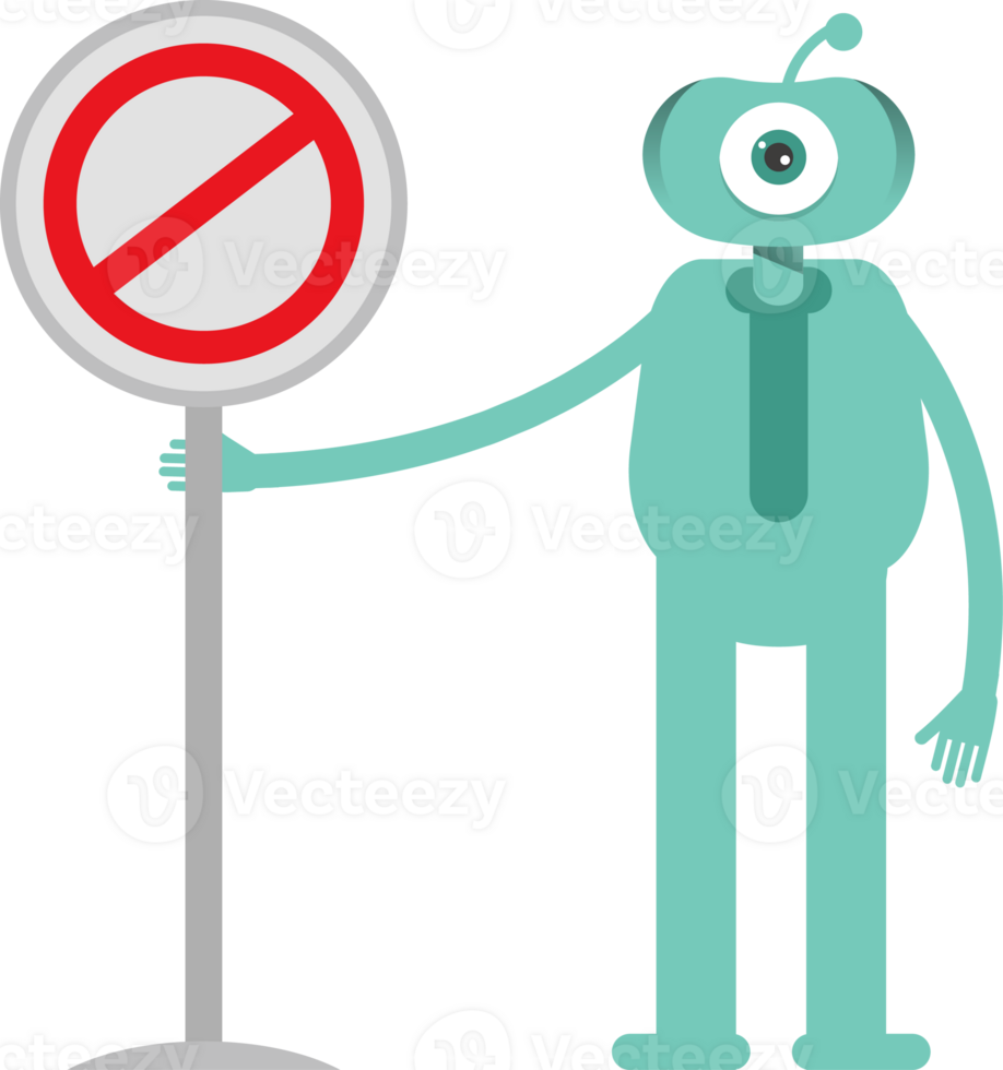 One Eye Monster Character and Prohibition Signage png